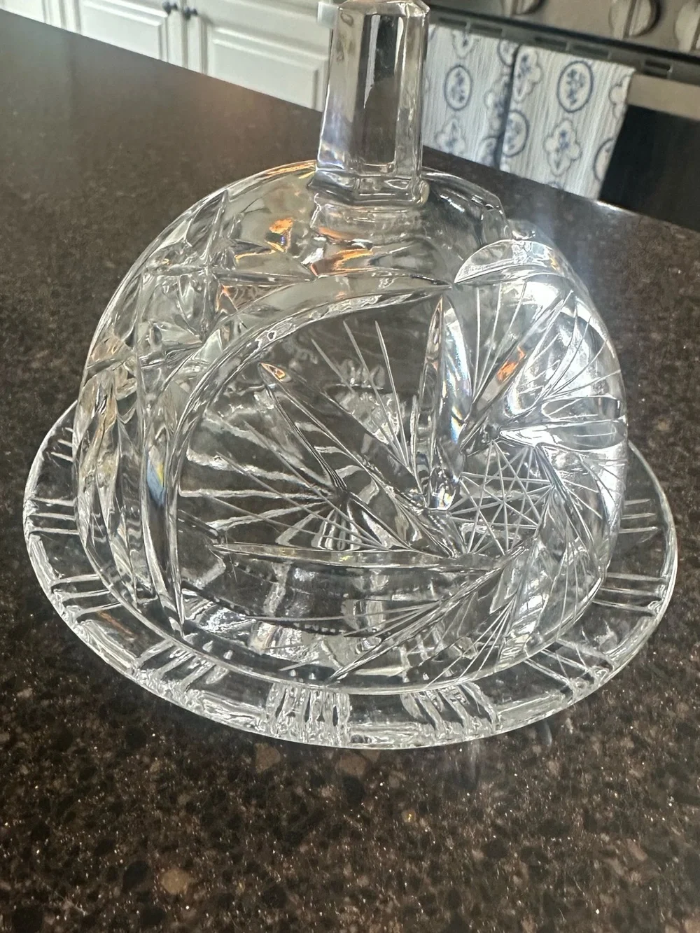 Clear Cut Glass Covered Butter Dish - Elegant Tabletop Serving